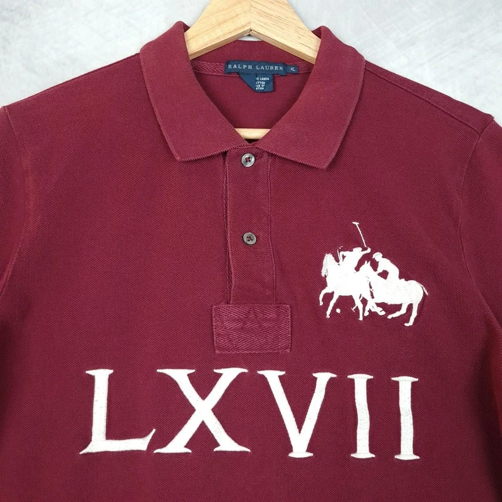 Ralph Lauren Polo Shirt Boys XL Red LXVII Embroidered Stampede Polo Graphic